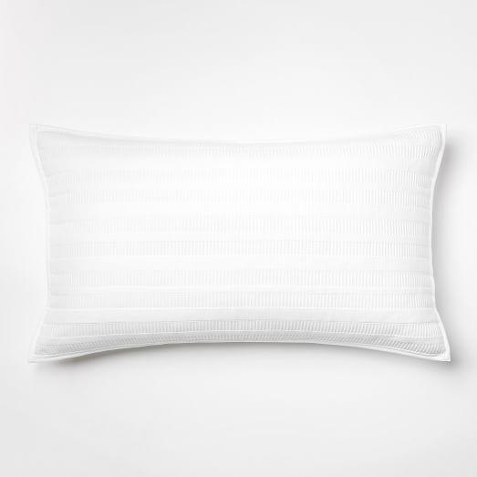 Organic Dobby Ladder Stripe King Sham, White