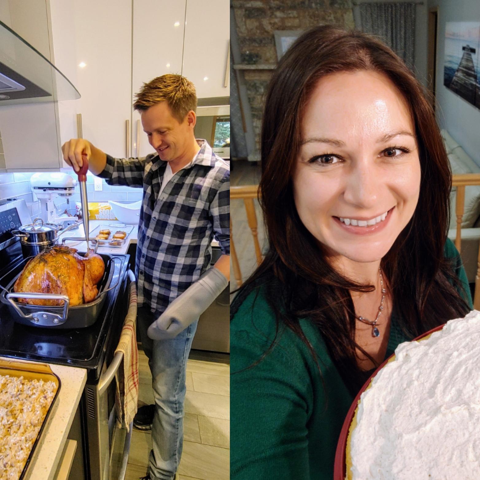 Our first holiday, Thanksgiving 2020, cooking and baking together for the family.
