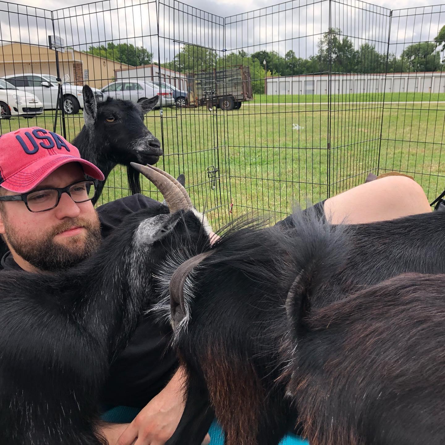 Clint tolerating goat yoga