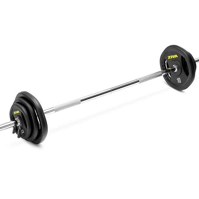 ZIVA RPU Studio Barbell Adjustable Body Pump Weight Set - 6 High-Grade RPU Coated Weight Discs (2 x 2.5lb, 2 x 5lb, 2 x 10lb) | Knurled Chrome Bar (1.18"D x 4.4lb) | 2 x Collars | Bar Fits 1.25" Plates Only | 1-Piece or 2-Piece Bar Avail - 40lb twt.