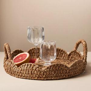 Scallop Braided Rattan Tray
