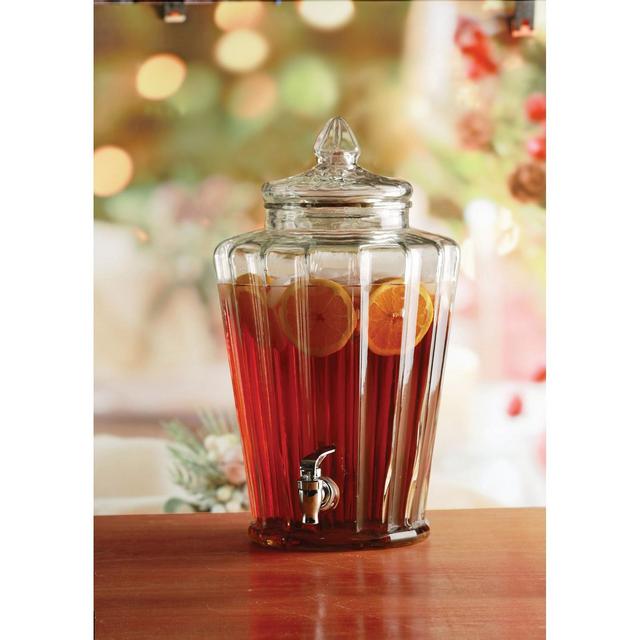Circle Glass Crown Clear Dispenser, 2.3 Gal