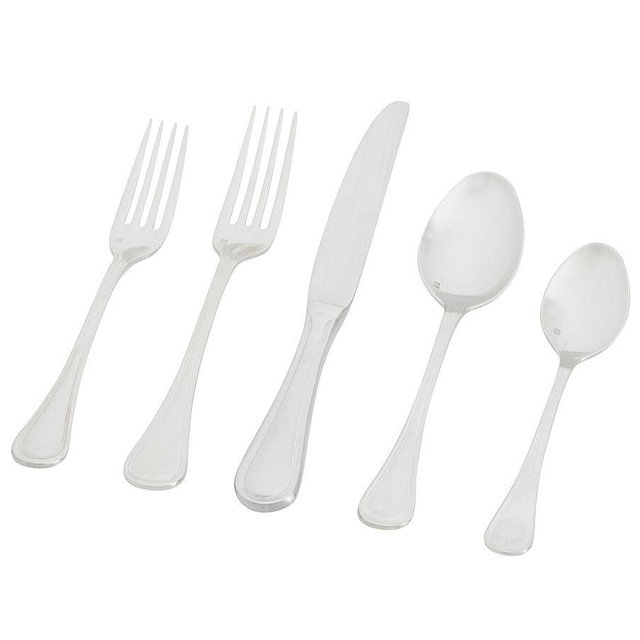 Fortessa Katherine Stainless Steel Flatware, 42-Piece, Mirror Finish