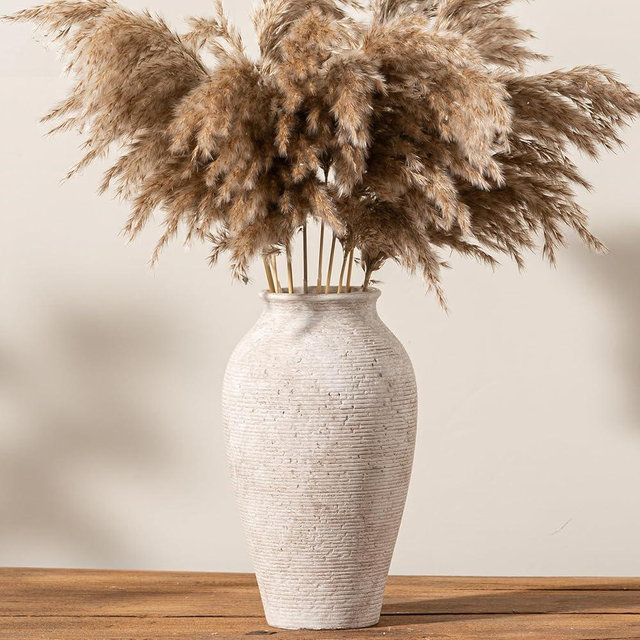 Vanselia Ceramic Flower Vase Home Decor - Large Tall Farmhouse Table Vases Rustic Vintage Living Room Kitchen Bedroom Decorations for House Book Shelf Office Coffee Desk Dining Fireplace (11" Retro)