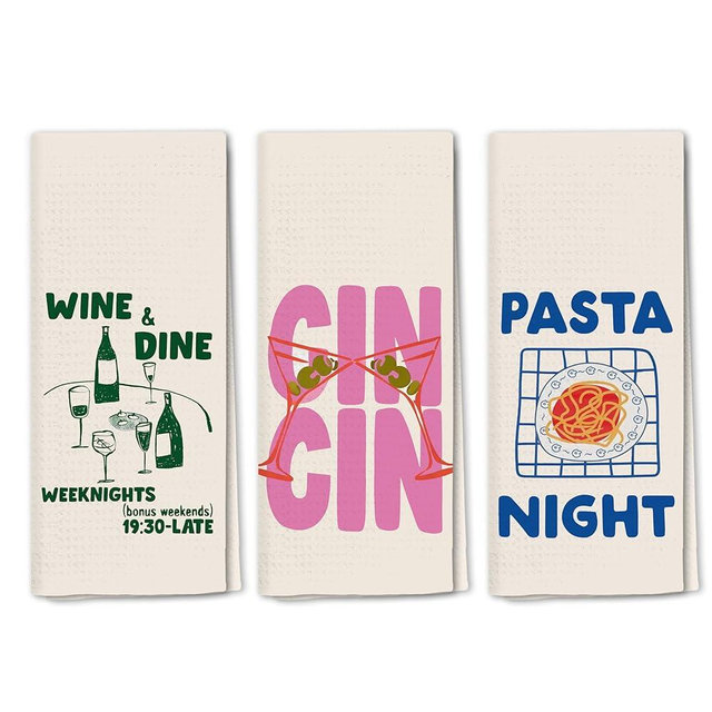 QGFM Italian Kitchen Towels Set 3, Italian Kitchen Decor, Bar Towels for Kitchen Bartender, Retro Dish Towels for Hand Towels for Kitchen, Aesthetic Kitchen Decor, 16x24 Inch