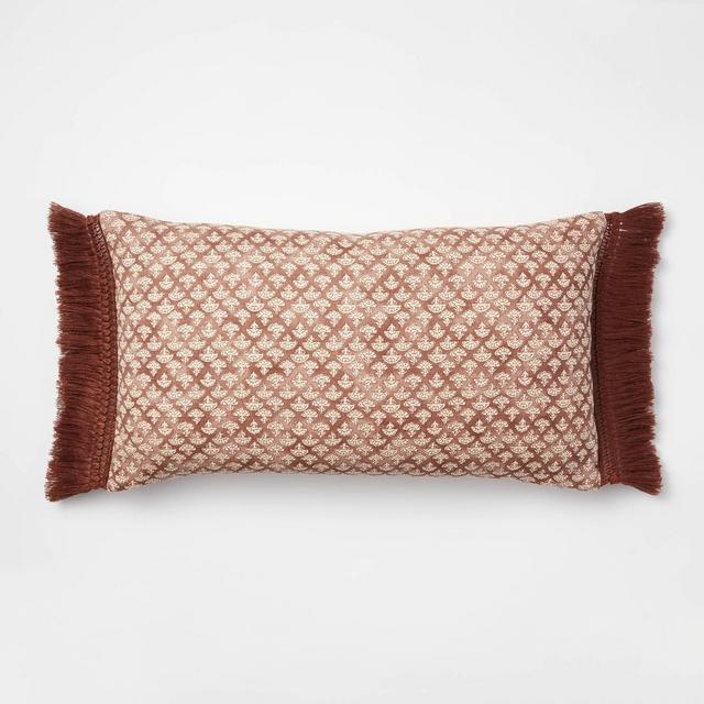 Oversized Mini Block Print Lumbar Throw Pillow Mauve/Cream - Threshold™ designed with Studio McGee