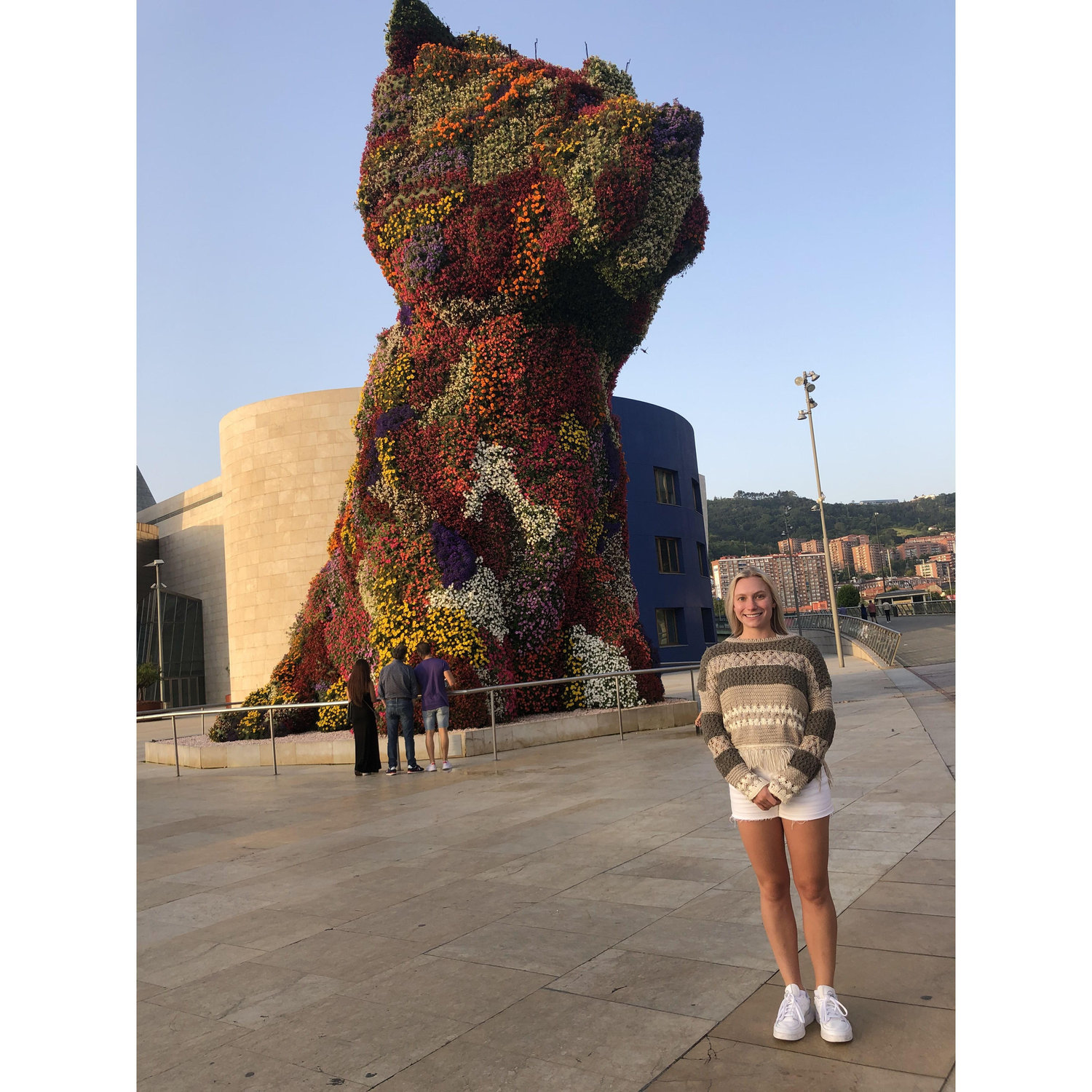 My first time in Bilbao! Had to get a photo in front of the flower puppy!