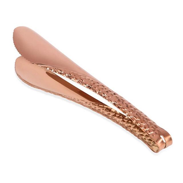 Toast Tongs - Stainless Steel Serving Tongs, Metal Server Tongs for Pasta, BBQ, Appetizers, Pastries, Copper Color