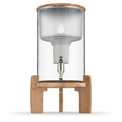 pH Recharge Glass Alkaline Water Filter Ionizer – Countertop Water Filter Purifier – Large Alkaline Water Pitcher System – High pH Ionized Water, 2.37 Gallon, 9 Litre