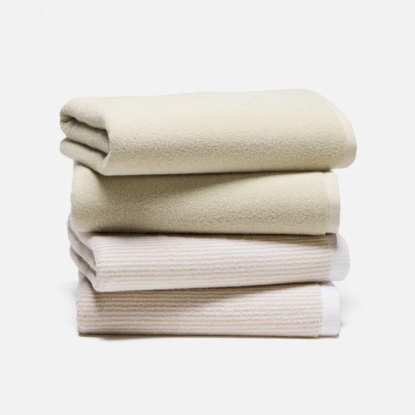 Plush 4-Piece Bath Towel Bundle (Pebble & Striped Pebble)