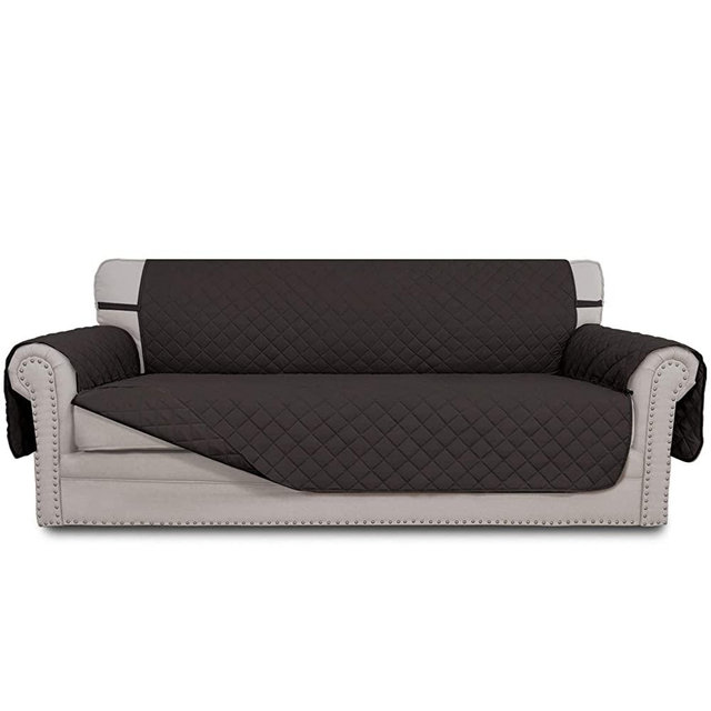 Easy-Going Reversible Couch Cover for 3 Cushion Couch Sofa Cover for Dogs Water Resistant Furniture Protector Cover with Foam Sticks Elastic Straps for Pet Cat (Sofa, Chocolate/Chocolate)