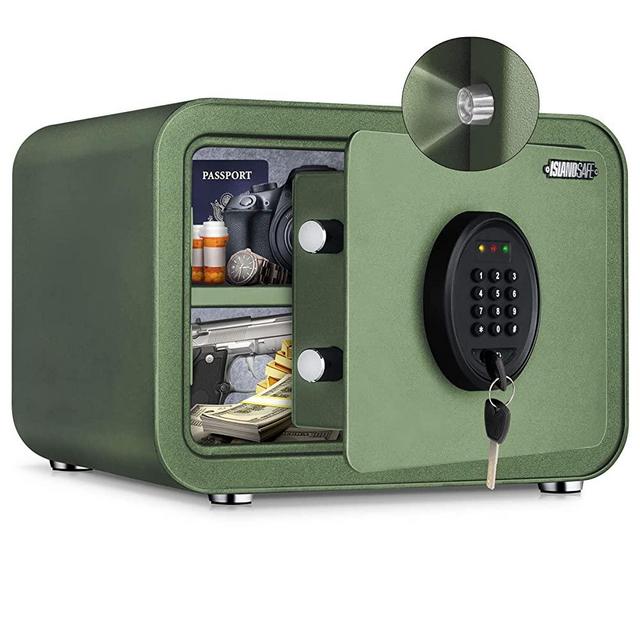 ISLANDSAFE Fireproof Small Safe Box Deluxe Digital Electronic Keypad Lock Safes 0.8 Cuft Cabinet Safes Security Lock Box for Office Hotel Cash Money Jewelry Home,(0.8cuft Green)
