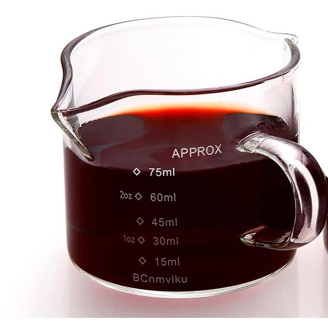 NCnnwovf 1Pack 75ML/2.5OZ Double Spouts Measuring Triple Pitcher Milk Cup with Handle Espresso Shot Glasses Parts Glass