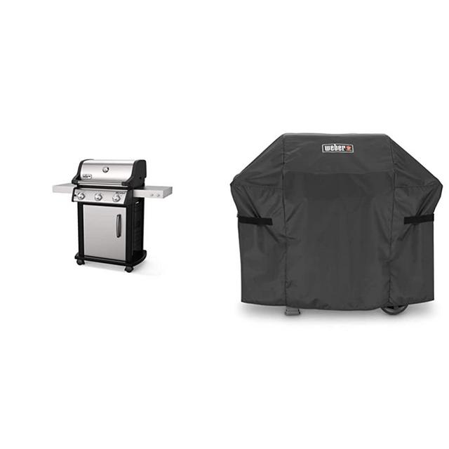 Weber Spirit S-315 Liquid Propane Gas Grill, Stainless Steel & Spirit II 300 Series Grill Cover