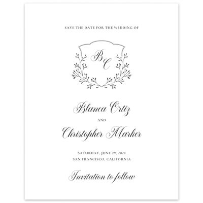 Dark Charcoal, Black Wedding Digital Save the Date - Estera Portrait