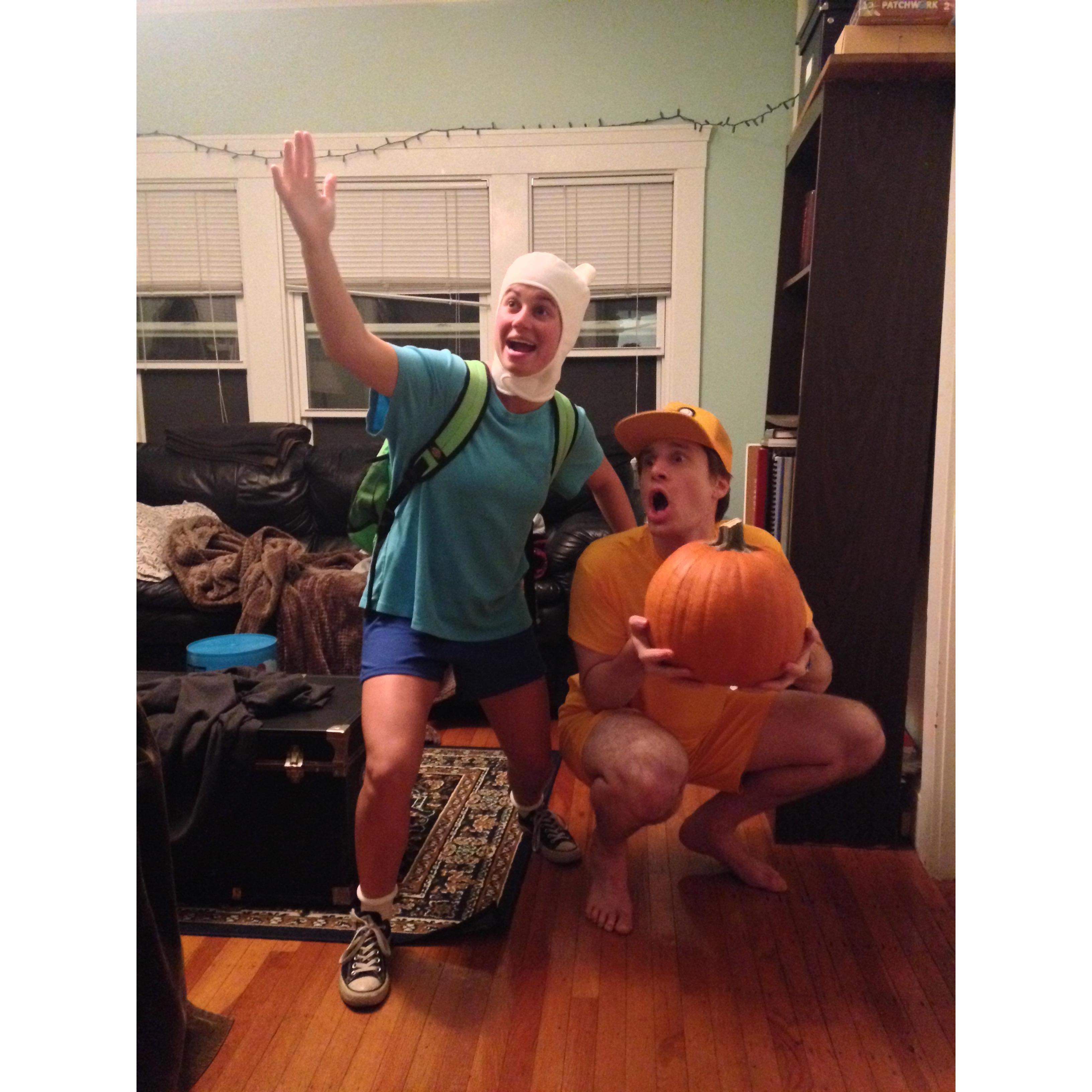 Jake and Finn from Adventure Time for Halloween.