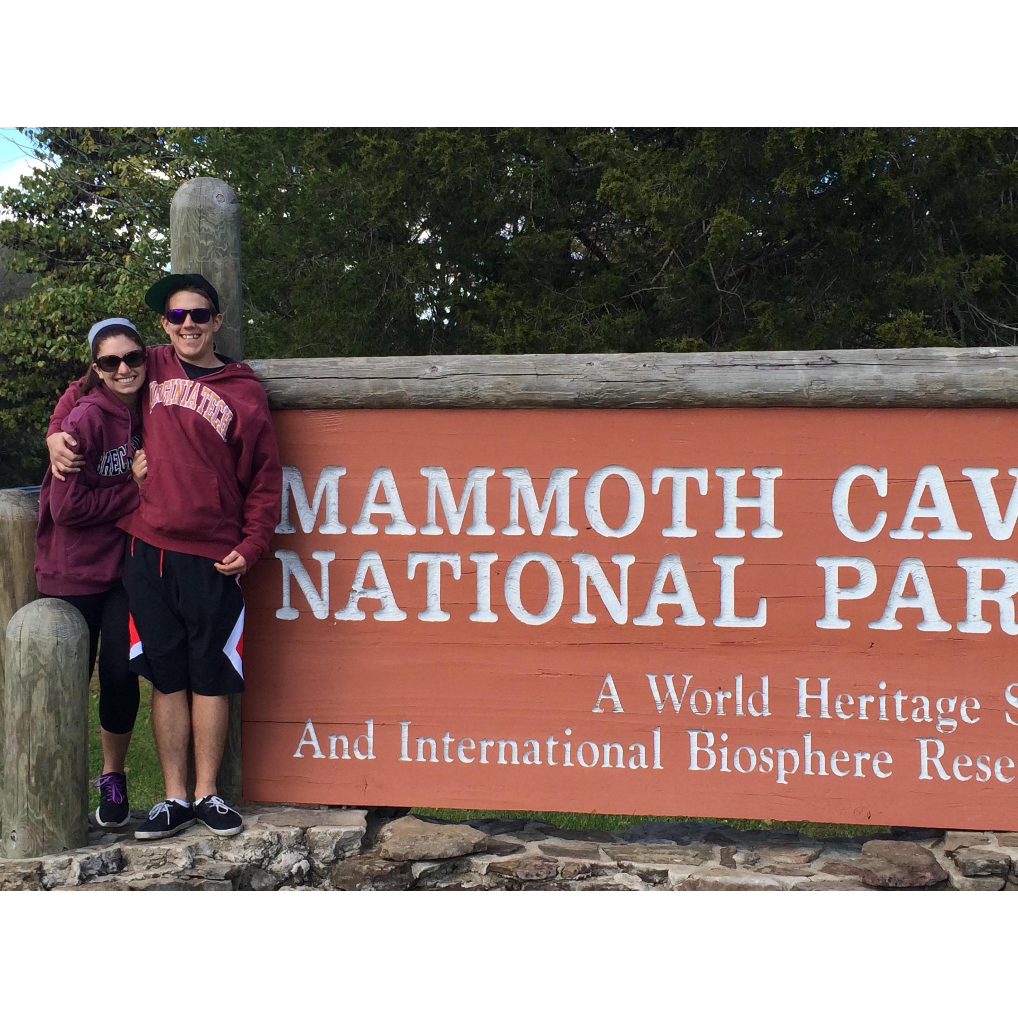During our moving road trip! We stopped at this national park and took this picture neither of us remember,