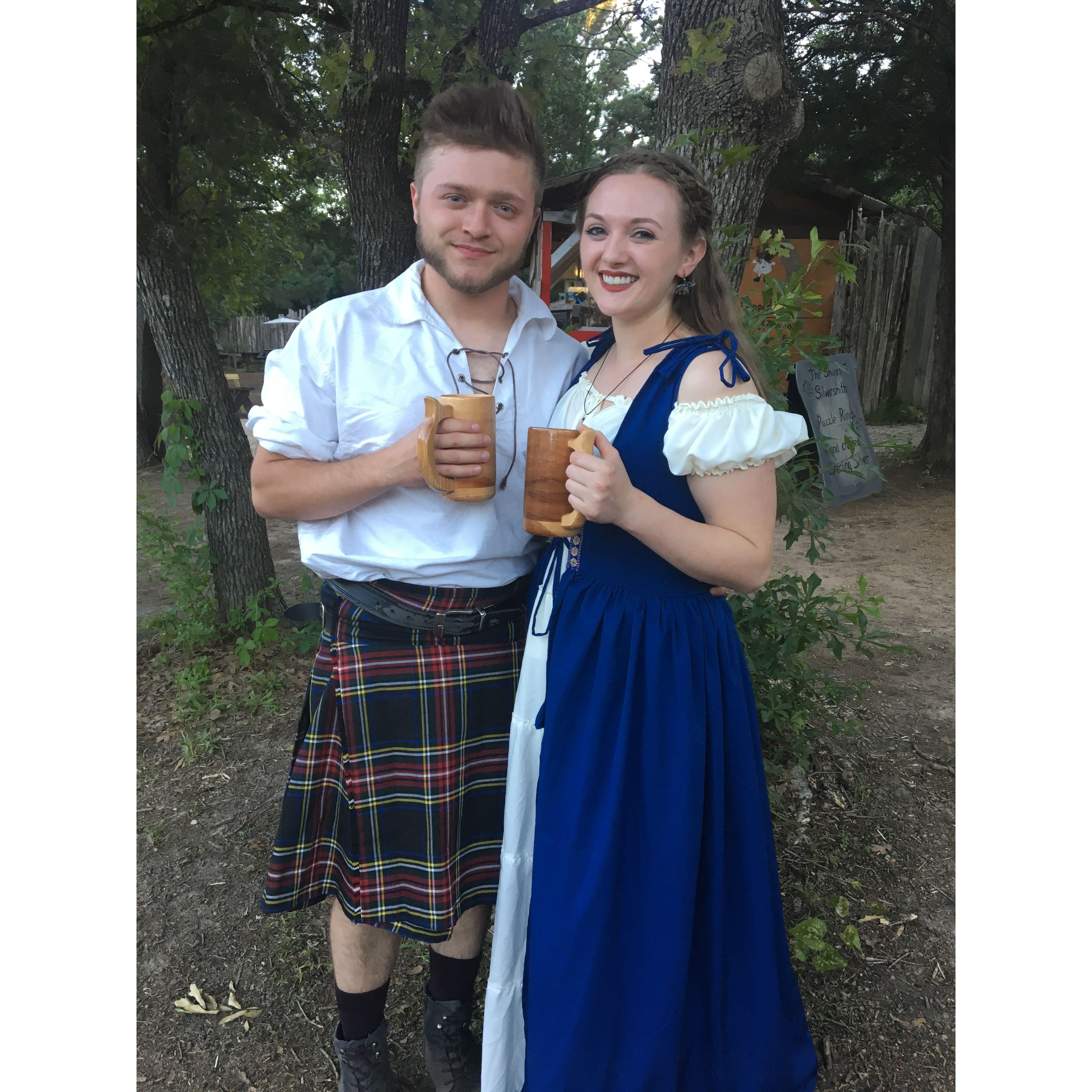 Our first Sherwood Forest Faire together, 2 months into dating! This went on to become a tradition.