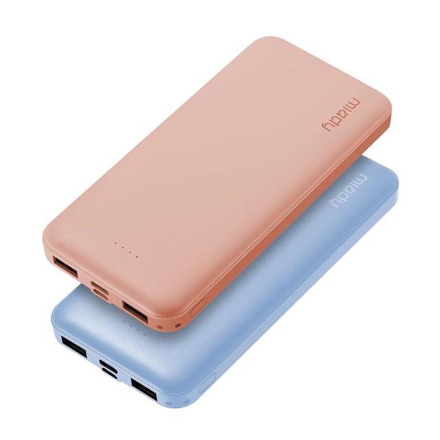 Miady 2-Pack 10000mAh Dual USB Portable Charger, USB-C Fast Charging Power Bank, Backup Charger for iPhone 15/14/13, Galaxy S23/22, Pixel and etc (Blue+Pink)