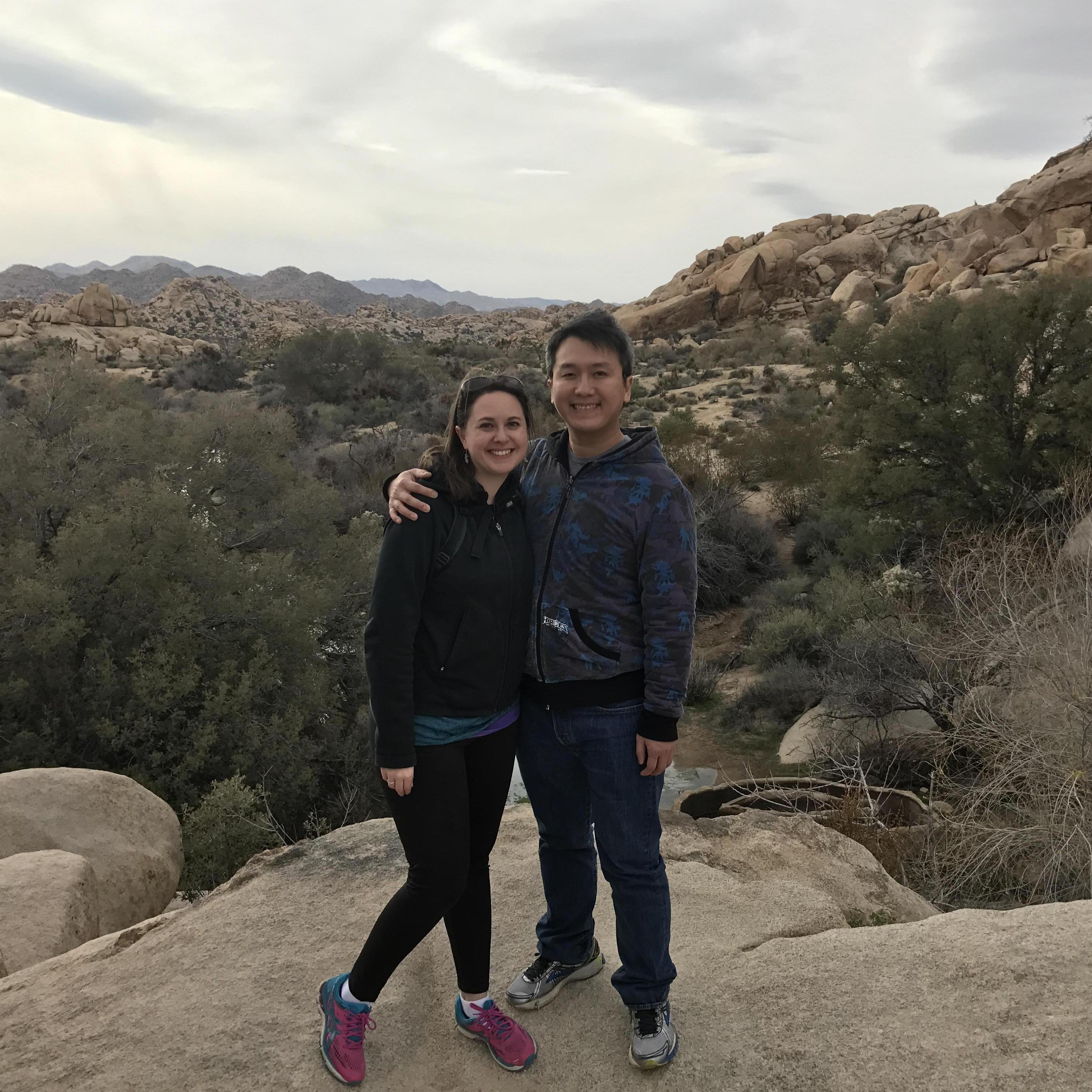 Having fun hiking in Joshua Tree National Park.