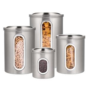 Deppon Canisters Set 4 Pieces Large Capacity Stainless Steel Container Airtight Storage Cans for Kitchen