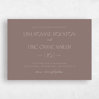 Taupe, Brown Wedding Invitation - Papyrus Landscape
