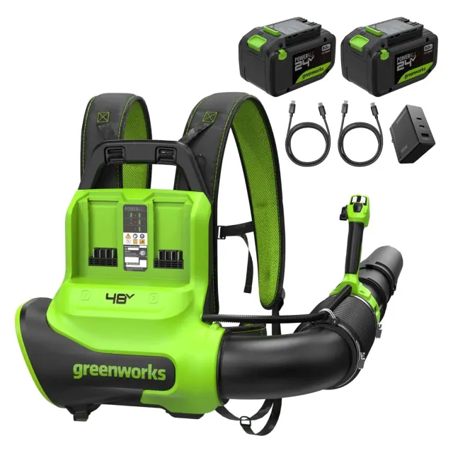 Greenworks 48V Brushless Backpack Leaf Blower , Ultra-Powerful for Large Yard, Driveway, Patio and Deck Cleanup