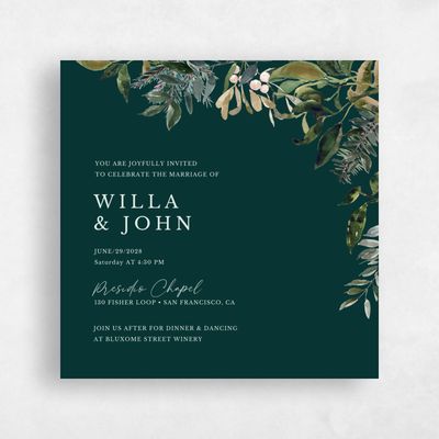 Dark Emerald, Green Wedding Invitation - Buxton Square