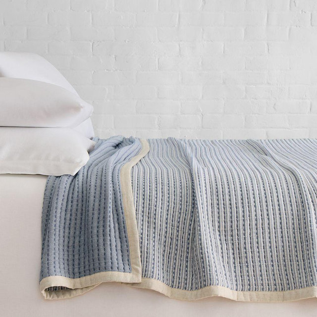 Double Cloth Blanket, King/Cal. King, Marina Blue Stripe
