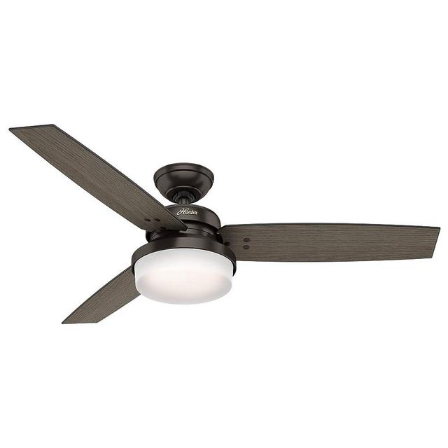 Hunter Sentinel 52-inch Indoor Premier Bronze Modern Ceiling Fan With Bright LED Light Kit, Remote Control, and Reversible WhisperWind Motor Included