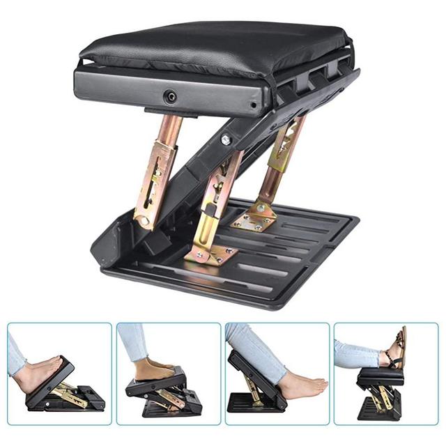 Adjustable Footrest with Removable Soft Foot Rest Pad Max-Load 120Lbs with Massaging Beads for Car,Under Desk, Home, Train,4-Level Height Adjustment