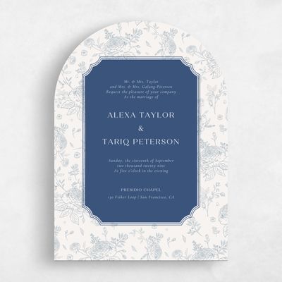 Blue Arch Wedding Invitation - Kerenza Portrait