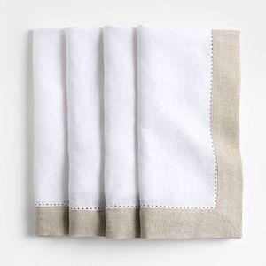 Marin White EUROPEAN FLAX -Certified Linen Napkin + Reviews | Crate & Barrel