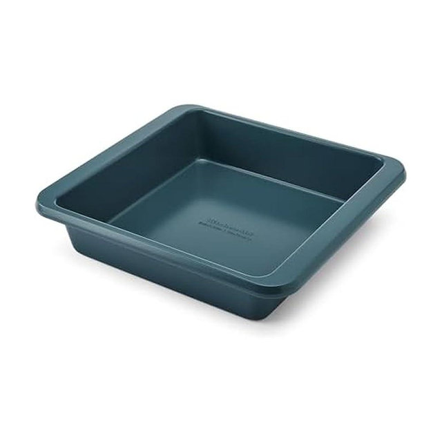KitchenAid Nonstick Swiss Engineered Aluminized Steel Square Cake Pan, Dishwasher Safe, Agave, 9 Inch