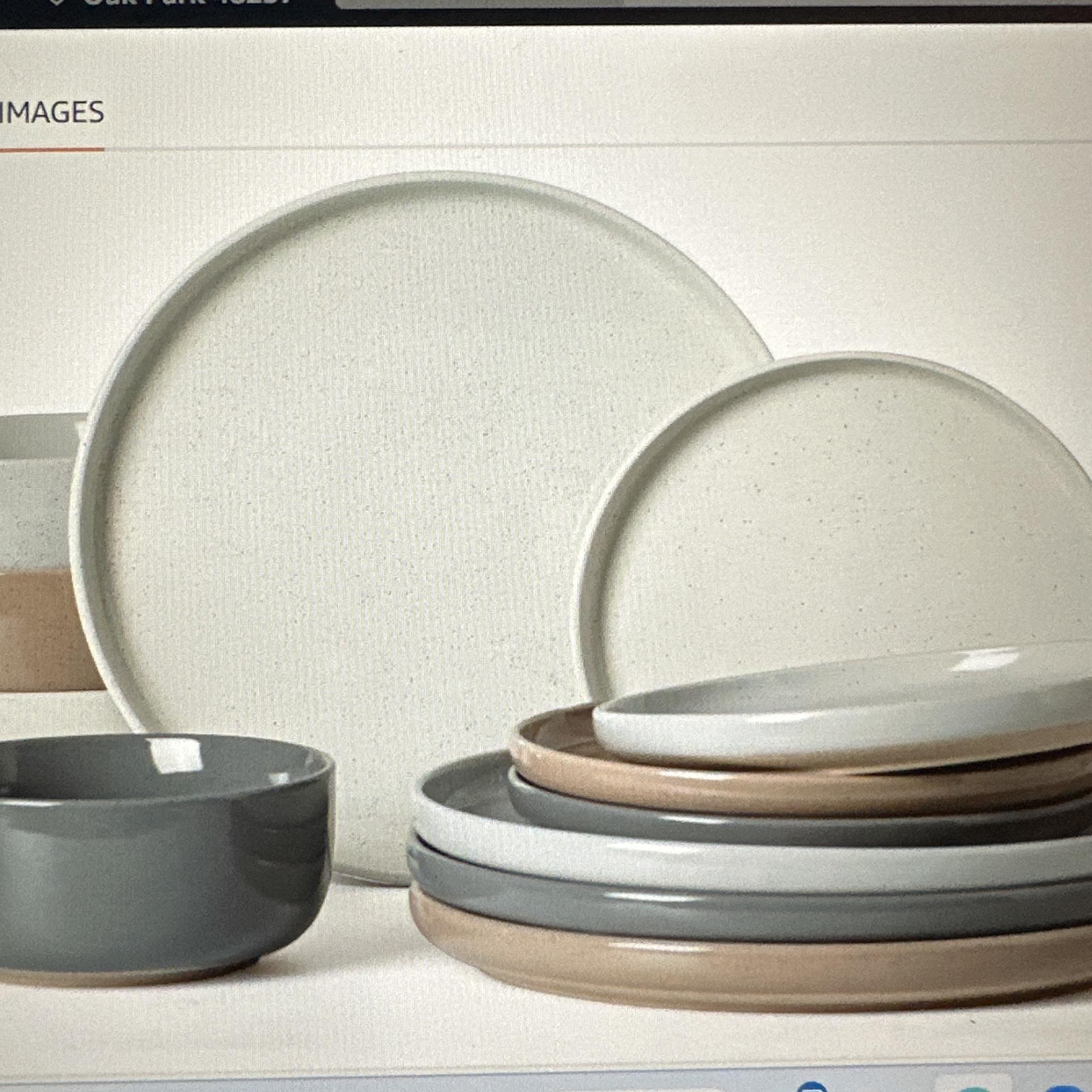 Famiware Milkyway Plates and Bowls Set, 12 Pieces Dinnerware Sets, Dishes Set for 4, Multi-color