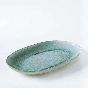 Reactive Glaze 17" Large Oval Platter - Dusty Mint