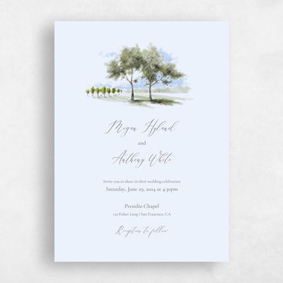 Light Oatmeal, Beige Wedding Invitation - Rieden Portrait