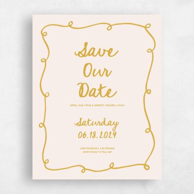 Mustard, Beige Wedding Save the Date - Fairuza Portrait