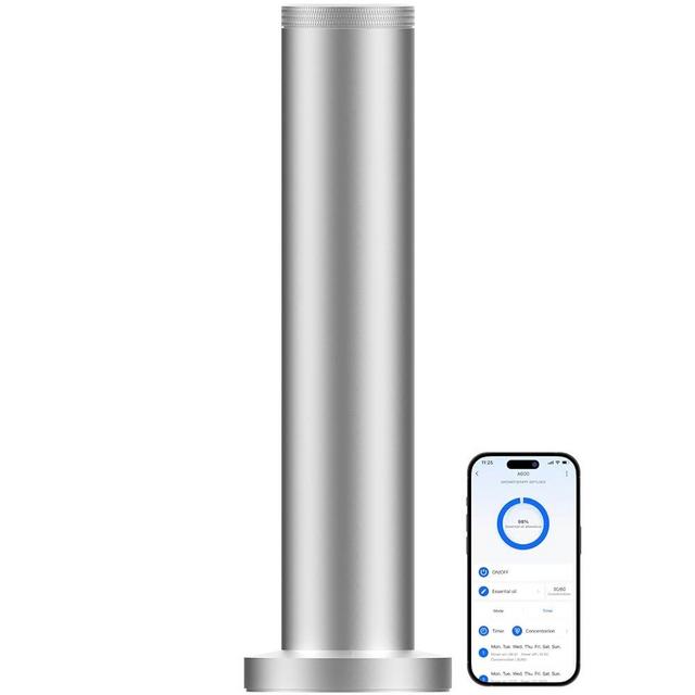 2025 Upgraded Cordless Rechargeable Diffuser - Hotel Scent Diffuser for Whole House- Scent Air Machine -App Bluetooth Control - Waterless Essential Oil Diffuser for Large Room, Studio Office -Silver