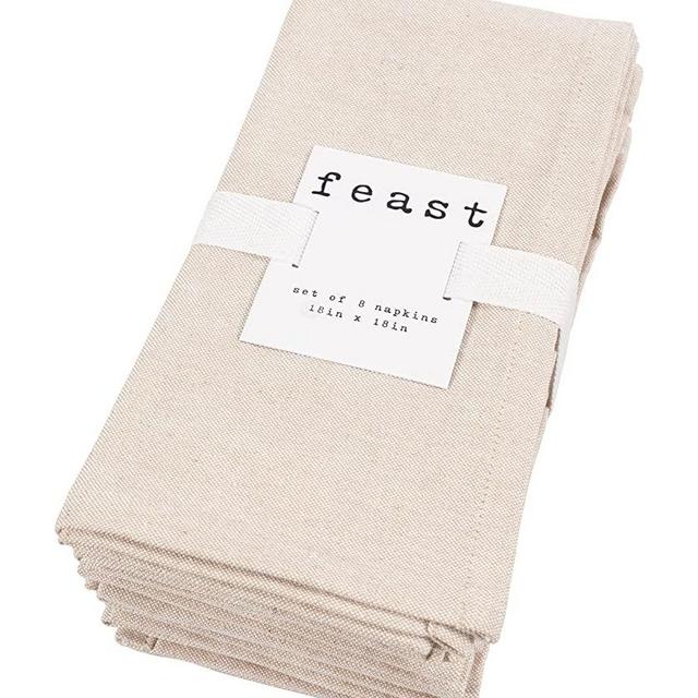 KAF Home Overbrook Chambray Dinner Napkins - Set of 8 (Beige)