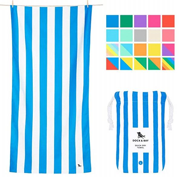 Dock & Bay Lightweight Beach Towel for Travel - Extra Large - Cabana Bondi Blue