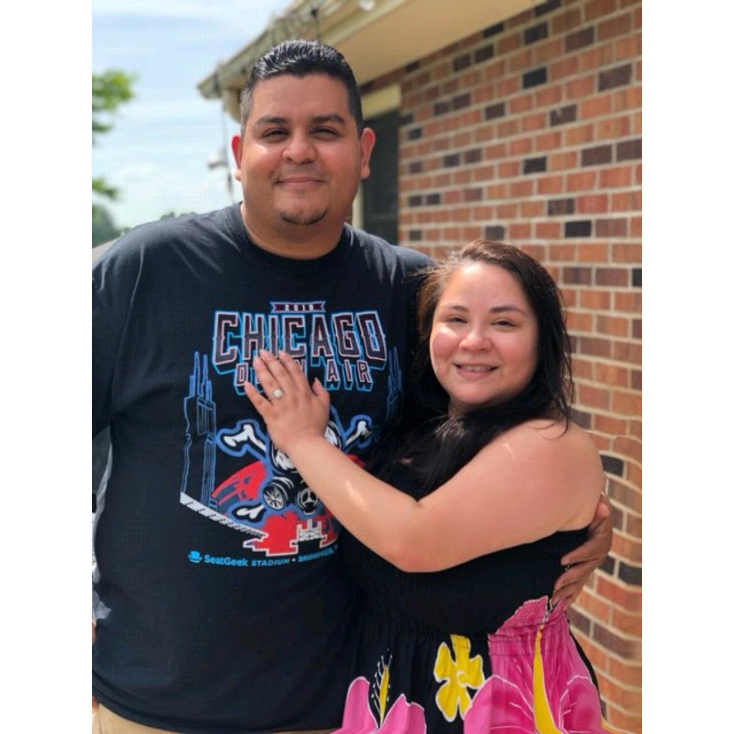 Our unofficial engagement photo - notice we're both happy & still a little shocked!