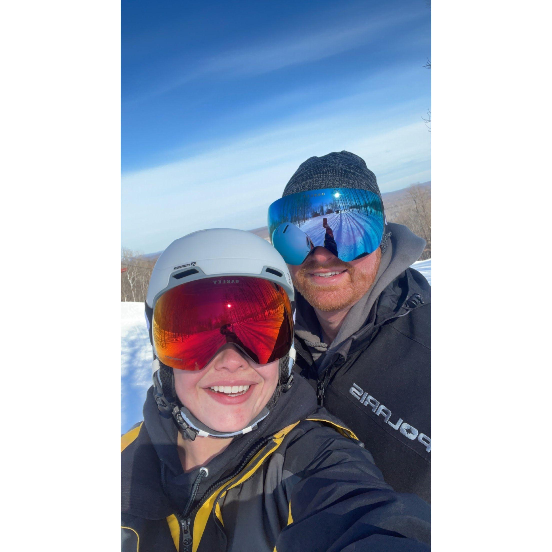 Ben teaching Jenna to Ski at Indianhead Mtn