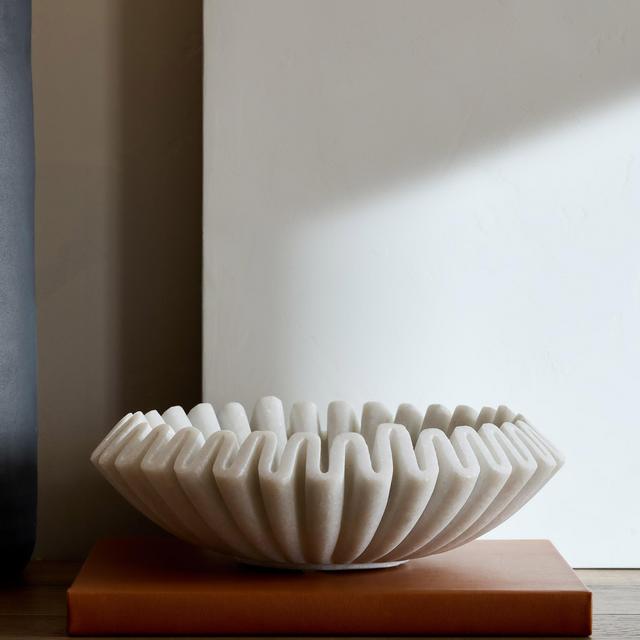 Handcrafted Fluted Marble Decorative Bowl
