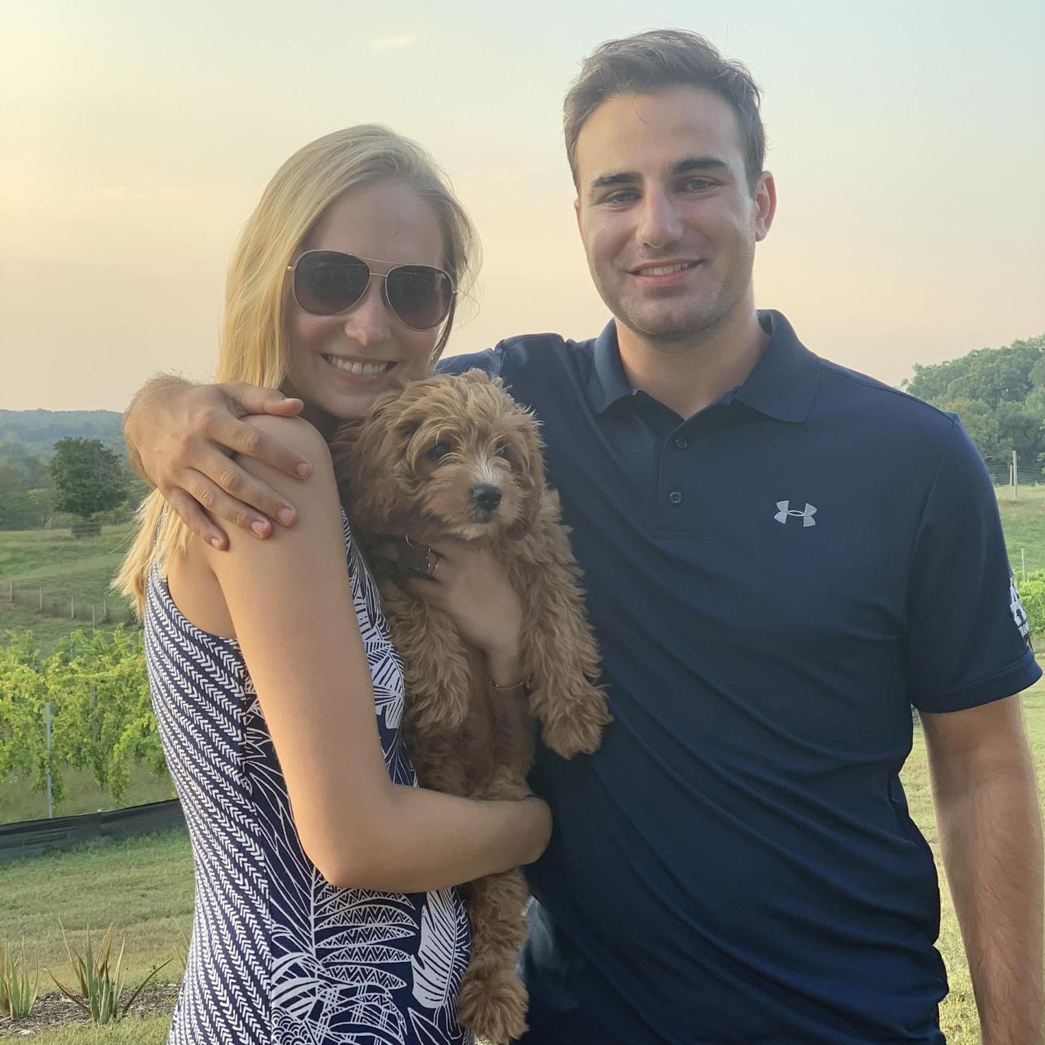 Showing off our new pup Quincy at a winery