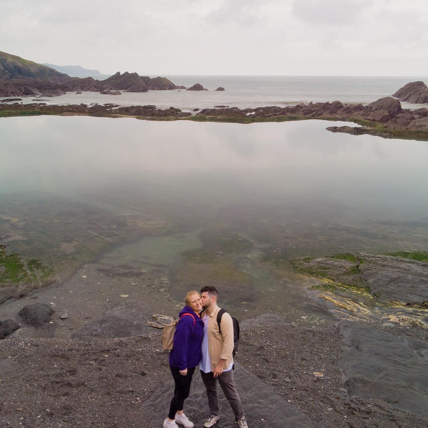 Ilfracomb, UK. Right after Chrissy fell climbing rocks she shouldn't have been climbing. Lots of bruises.