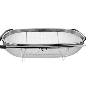Makerstep Over the Sink Colander Strainer Basket Stainless Steel, For Kitchen Sink with Rubber Grip, Fine Mesh, Large Kitchen Gadgets Tools, Expandable Home Kitchen Essentials