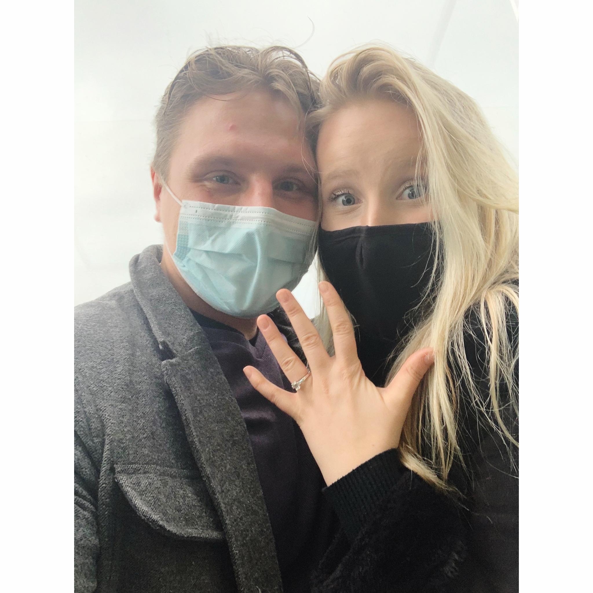 The day we got engaged! I was so surprised! I just remember cutting him off during his speech and screaming "YEAH". Nikita said "well that was easy".