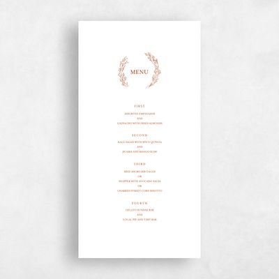 Dark Rust, Orange Wedding Menu - Merrion