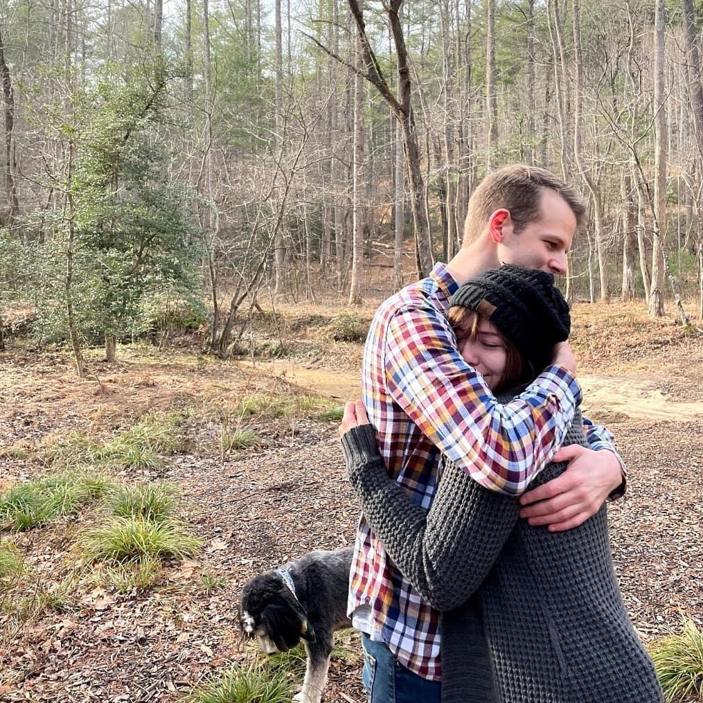 Both of us trying not to cry, after the proposal. It was a perfect day.
